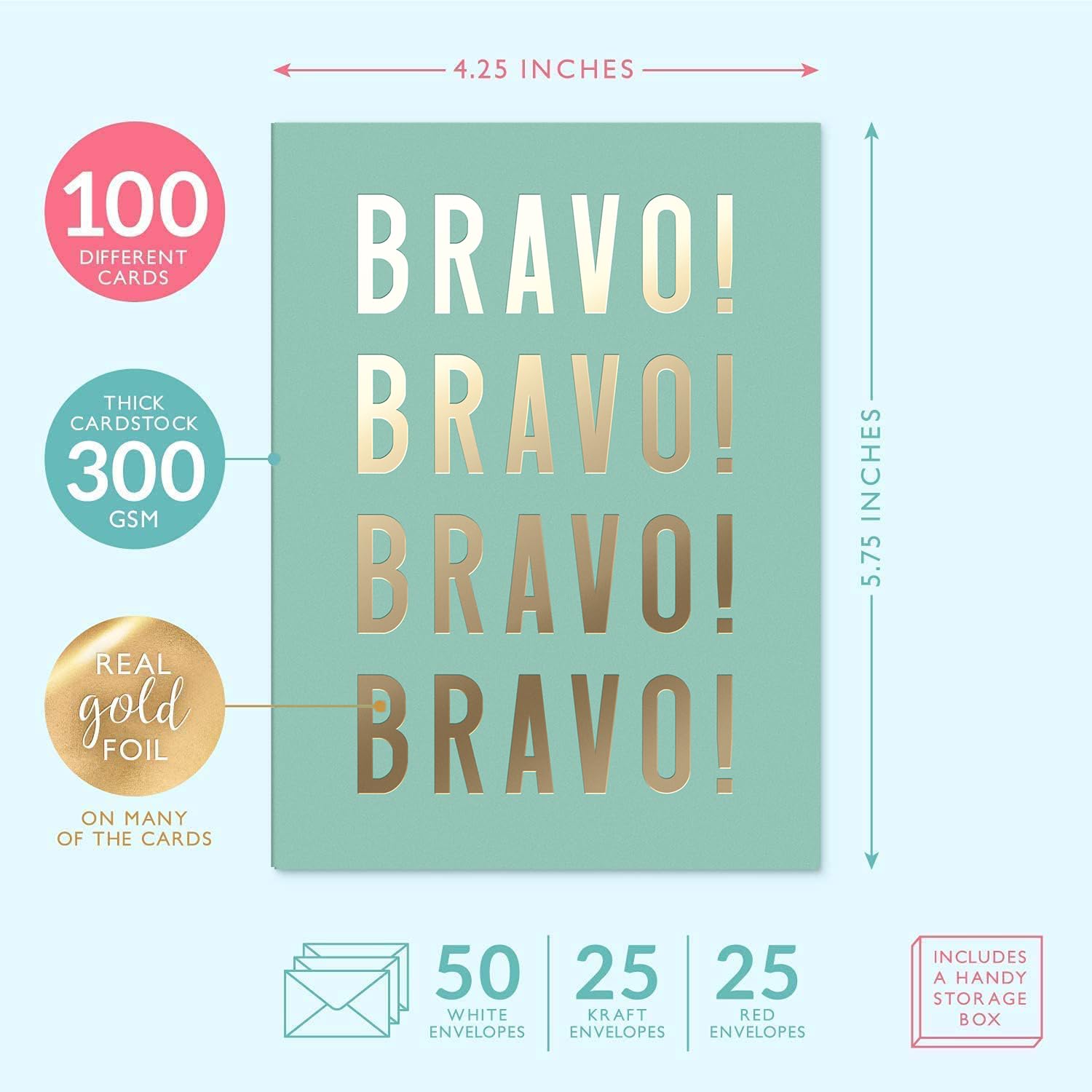 Sweetzer & Orange 100 All Occasion Cards & Envelopes Set - Greeting Notecards Assortment Box - Birthday Cards Bulk for Office, Thank You, Holiday, Blank Notecards & more – Organizer Box Included - Available at All In One Marketplace Canada