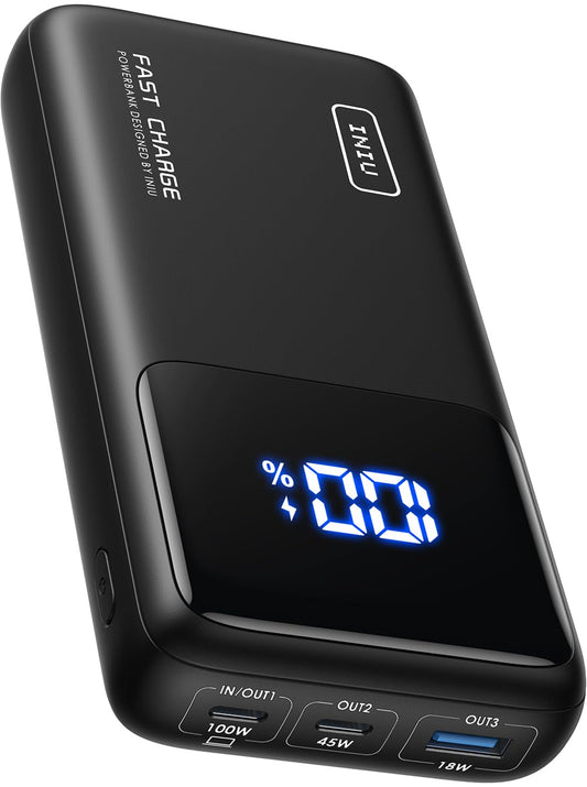 INIU Laptop Power Bank, 100W 25000mAh Portable Laptop Charger, Fast Charging USB C in&Out External Battery Pack, Travel Powerbank for Laptop MacBook iPad Steam Deck iPhone 17 16 Samsung S25 etc