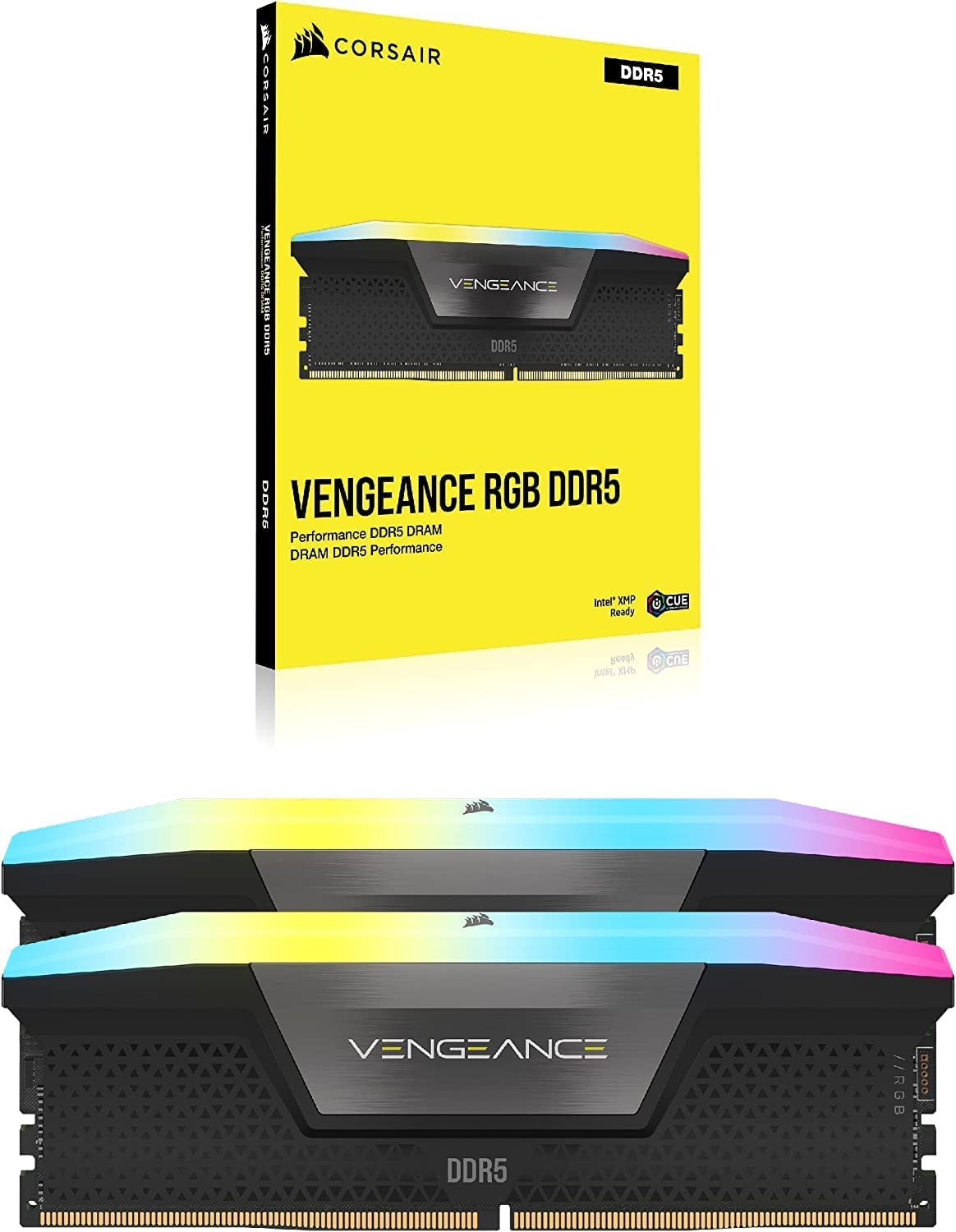 CORSAIR Vengeance RGB DDR5 RAM 32GB (2x16GB) Up to 6000MHz CL36-44-44-96 1.35V Intel XMP 3.0 Computer Memory – Black (CMH32GX5M2E6000C36) Corsair