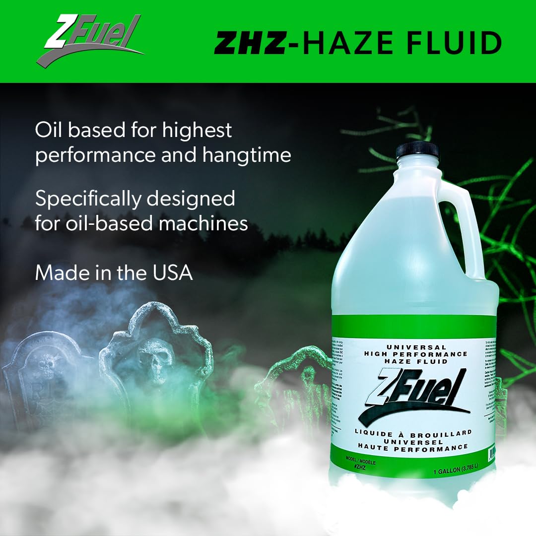Liquide à brouillard haute performance à base d'huile Z Fuel ZHZ universel - 3,78 litres - Formulé pour les machines à brouillard à base d'huile - Parfait pour Halloween, les fêtes, les mariages, les clubs