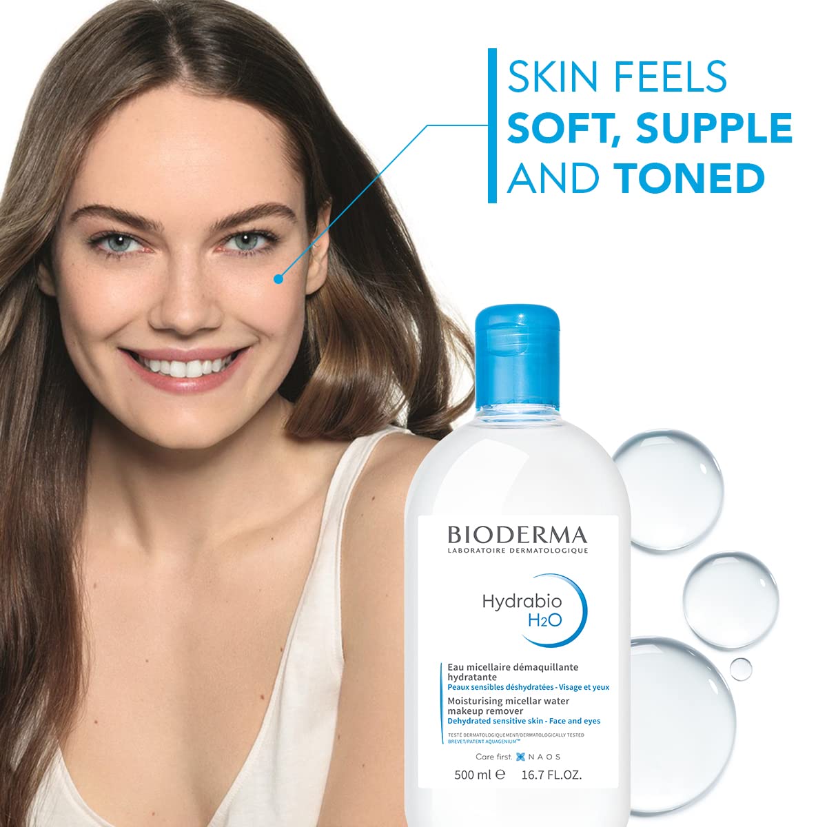 Bioderma Hydrabio H2O Micellar Water, Cleansing and Makeup Removing Gentle Face Cleanser for Dehydrated Sensitive Skin - Available at All In One Marketplace Canada