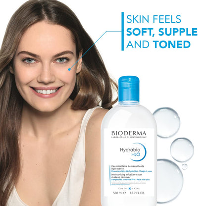 Bioderma Hydrabio H2O Micellar Water, Cleansing and Makeup Removing Gentle Face Cleanser for Dehydrated Sensitive Skin - Available at All In One Marketplace Canada
