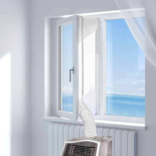 HOOMEE 300CM (118 inch ) Universal Window Seal for Portable Air Conditioner And Tumble Dryer Works with Every Mobile Air-Conditioning, Easy to Install Air Exchange Guards With Zip and Adhesive Fastener
