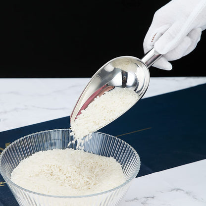 Berglander Stainless Steel Ice Scoop 6 OZ, Multipurpose Scoop for Ice Maker, Candy, Kitchen, Bar, Party, Wedding, Pet, Animal, Dog Food, Beach Shovel (Silver)