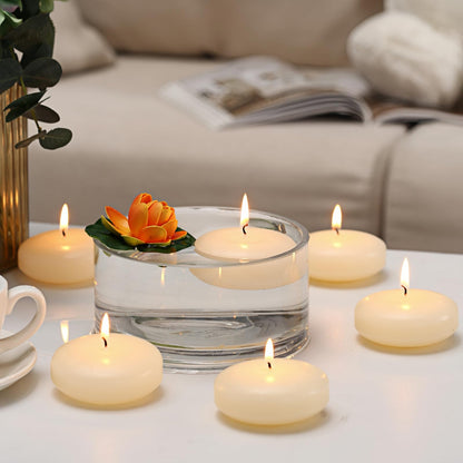 qinxiang 24 Pack Floating Candles, 3” Ivory Unscented Dripless Wax Burning Candles, for Cylinder Vases, Weddings, Party and Holiday 🍁 All In One Marketplace Canada