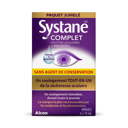 Systane Complete Preservative-Free Eye Drops For dryness, All-In-One Drops For All Types Of Dry, Multi-Symptom dryness Relief, Relief from Extended Screen Time – 2 x 10mL