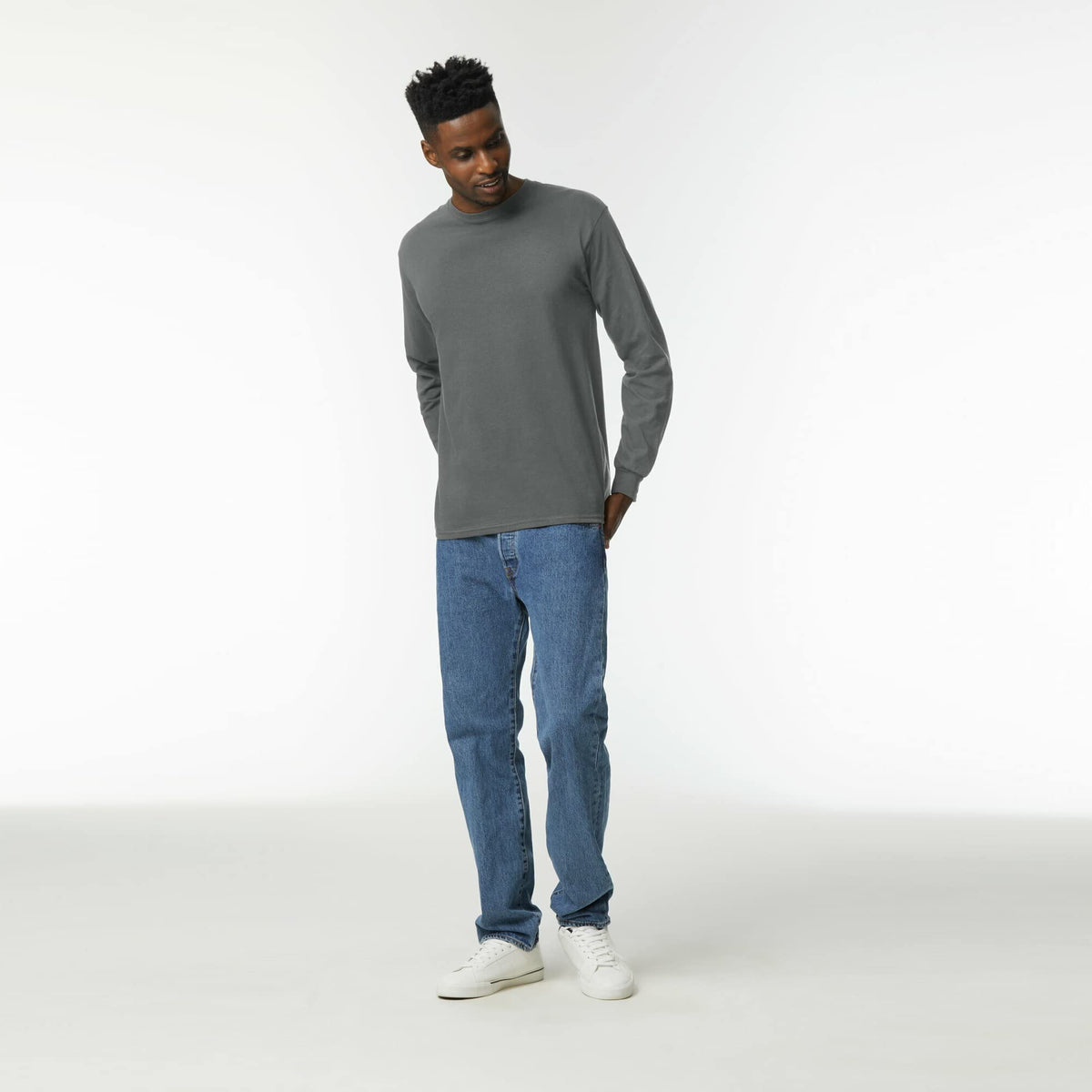 Gildan Men's Ultra Cotton Long Sleeve T-Shirt, Style G2400, Multipack, Black (3-Pack), Large