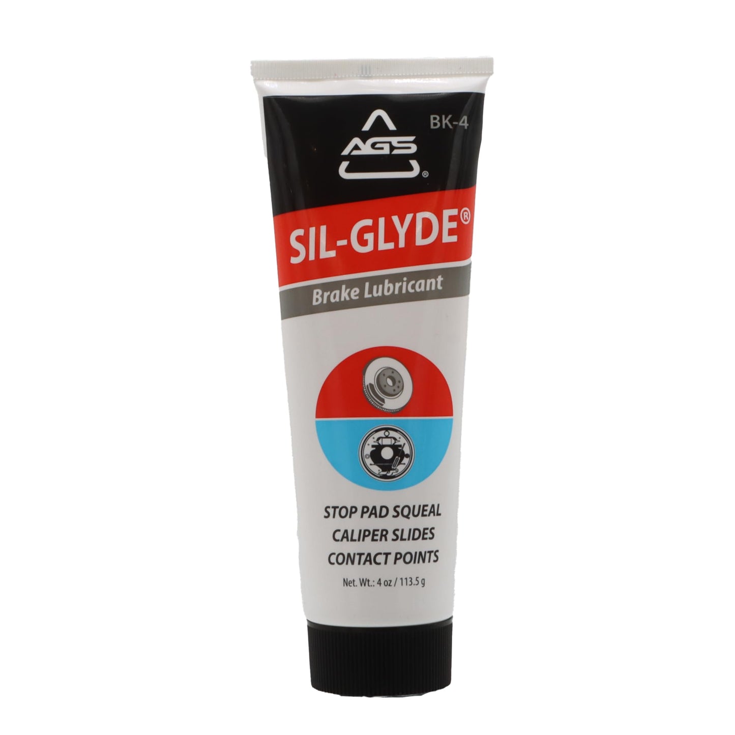 AGS SIL-Glyde 4 oz Tube Silicone Based Brake Assembly Lubricant for Eliminating Disc Brake Squeal - Moisture Proof, Heat Resistant, Rust and Corrosion Protector AGS