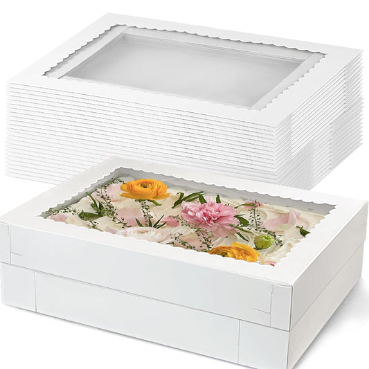 Cake Boxes Set 10 boxes14x10x4 Inches White Bakery Boxes with Window Large Baking Box for Cakes and Cake Decorating 🍁 All In One Marketplace Canada