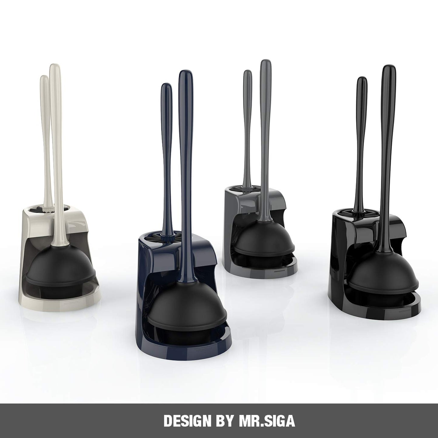 MR.SIGA Toilet Plunger and Bowl Brush Combo for Bathroom Cleaning, Black, 1 Set - Available at All In One Marketplace Canada