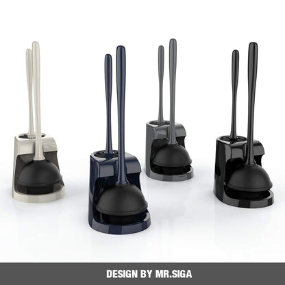 MR.SIGA Toilet Plunger and Bowl Brush Combo for Bathroom Cleaning, Black, 1 Set - Available at All In One Marketplace Canada