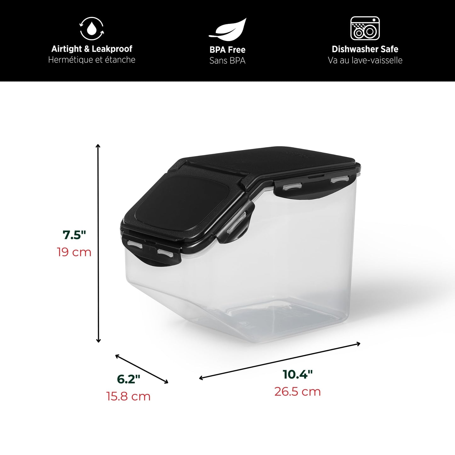 Starfrit LocknLock Pet Food Container - 169oz/5L - Airtight - 4-Sided Locking Flip Top Lid 🍁 All In One Marketplace Canada