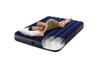 INTEX 64758E Dura-Beam Standard Downy Air Mattress: Fiber-Tech – Full Size – 10in Bed Height – 600lb Weight Capacity – Pump Sold Separately
