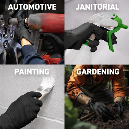 72HRS Black Nitrile Gloves - 8 Mil Rubber Disposable Gloves (100Ct, Large)