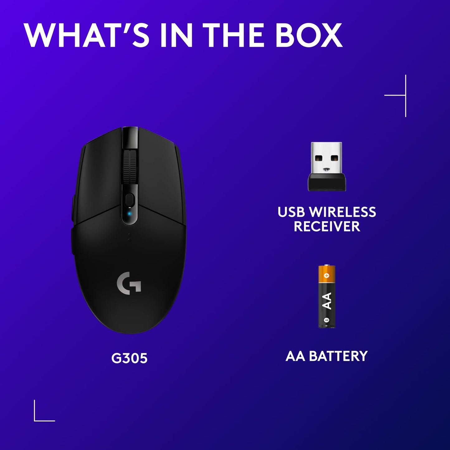 Logitech G305 Lightspeed Wireless Gaming Mouse, Hero Sensor, 12,000 DPI, Lightweight, 6 Programmable Buttons, 250h Battery, On-Board Memory, Compatible with PC, Mac - Black - Available at All In One Marketplace Canada