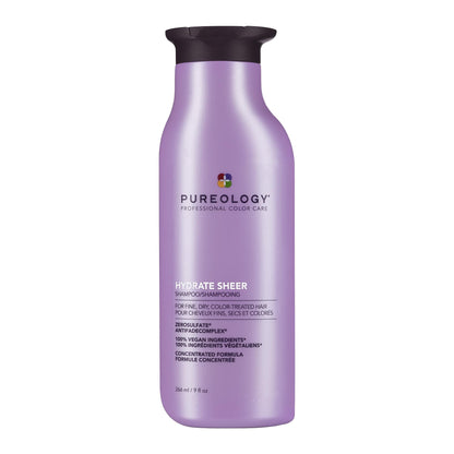 Pureology Hydrate Sheer Shampoo, Lightweight Color-Safe Hydration for Fine Dry Hair, Jojoba & Green Tea, Vegan, Sulfate-Free - Available at All In One Marketplace Canada