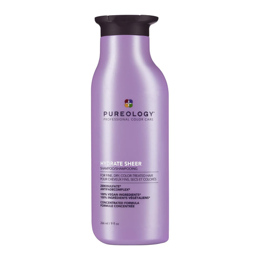 Pureology Hydrate Sheer Shampoo, Lightweight Color-Safe Hydration for Fine Dry Hair, Jojoba & Green Tea, Vegan, Sulfate-Free - Available at All In One Marketplace Canada