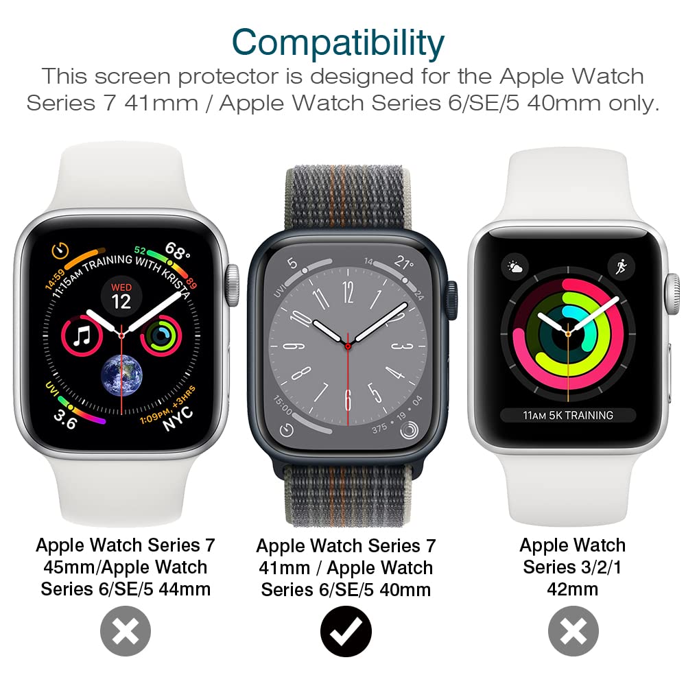 LK 6 Pack Screen Protector for Apple Watch Series SE/6/5/4/SE 2022 40mm, Apple Watch Series 9/8/7 41mm Screen Protector, Max Coverage, Bubble-Free, Anti-Scratch, iWatch 40mm Flexible TPU Clear Film