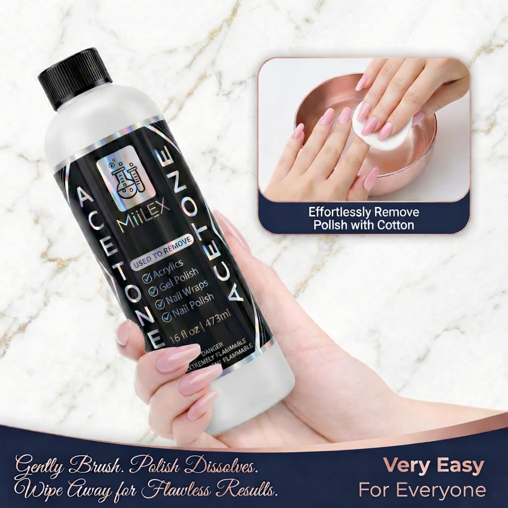 Acetone 16oz Made in Canada - Nail Polish Remover, Professional Strength Gel, Acrylic & Dip Remover – Fast Acting - Available at All In One Marketplace Canada