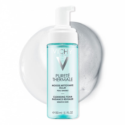 Vichy Foaming Facial Cleanser, Pureté Thermale Purifying Foaming Water Cleanser for Sensitive Skin, Soap-Free, Paraben-Free, and Hypoallergenic, 150mL - Available at All In One Marketplace Canada