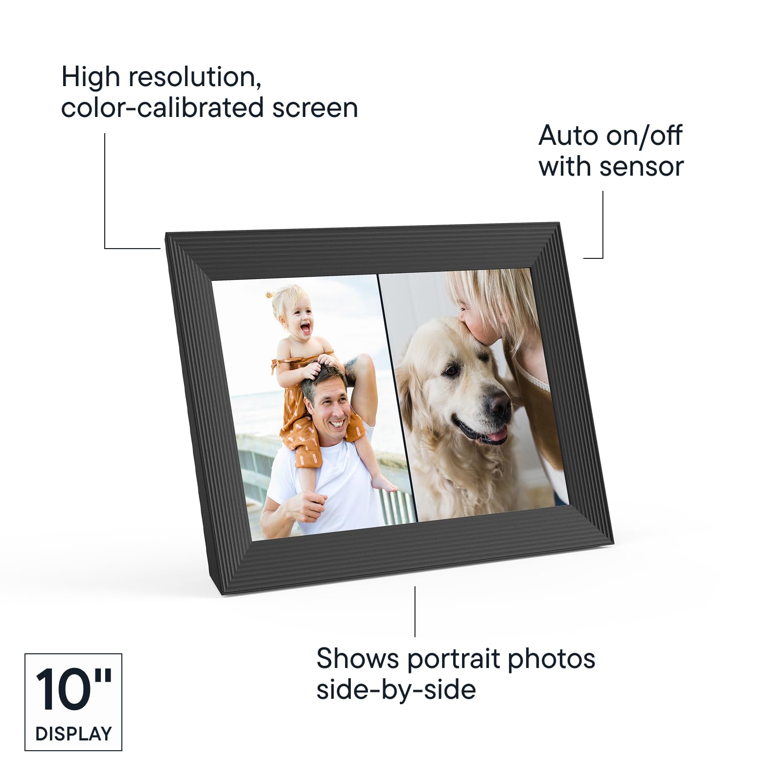 Aura Carver WiFi Digital Picture Frame | The Best Digital Frame for Gifting | Send Photos from Your Phone | Quick, Easy Setup in Aura App | Free Unlimited Storage | Gravel with White Mat