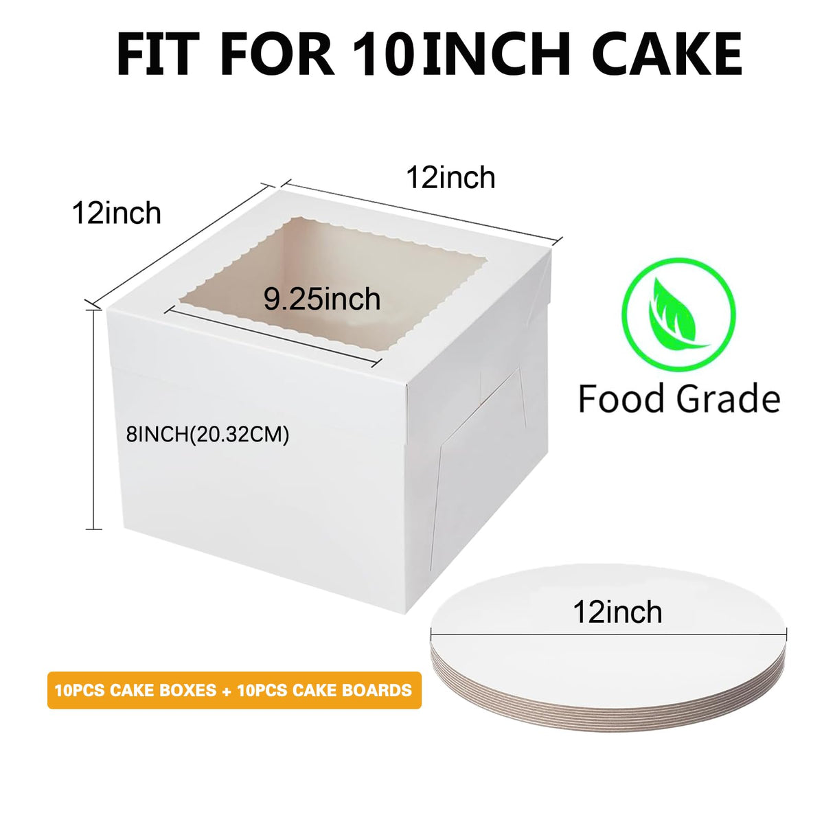 Packpal 20Pack 12 Inch Cake Boxes With Cake Boards (10 boxes & 10 boards), 12X12X8 Inch White Bakery Boxes With Windown For Cajas Pasteles, Cookie, Pastries,Pie, Wedding, Birthday, Fathers day 🍁 All In One Marketplace Canada