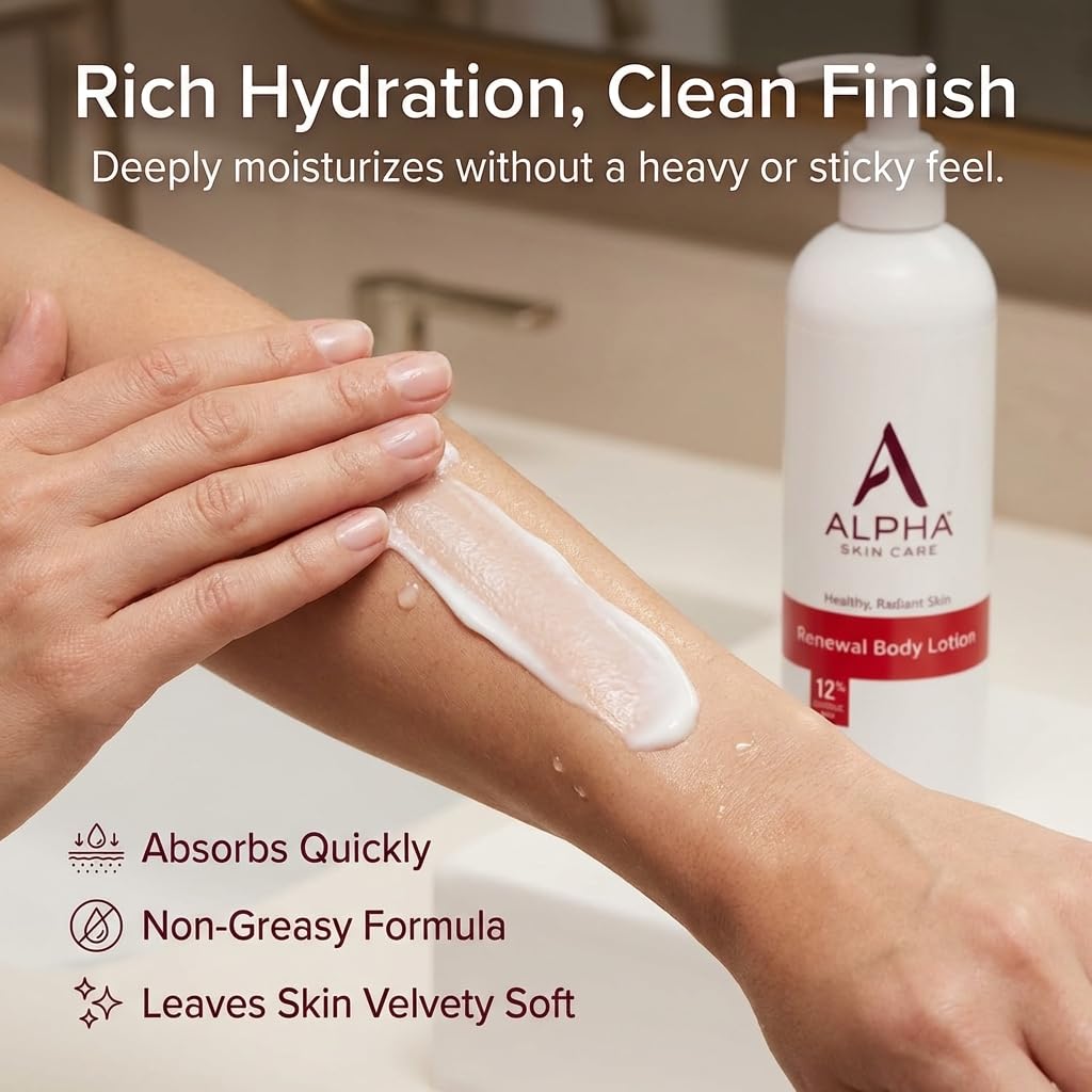 Alpha Skin Care Revitalizing Body Lotion, 12% Glycolic AHA, Daily Moisturizer, Hydrates & Exfoliates, Anti-Aging, 12 Oz - Available at All In One Marketplace Canada
