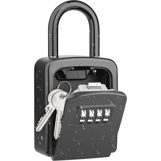 Key Lock Box, [No Installation Require] Diyife Portable Outdoor Lock Box for Keys with Removable Shackle, 5 Keys Capacity, Weatherproof 4-Digit Combination Key Safe for Home AirBnb Office