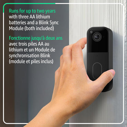 Blink Video Doorbell – Head-to-toe HD view, two-year battery, simple setup. Sync Module Core included – System (Black)