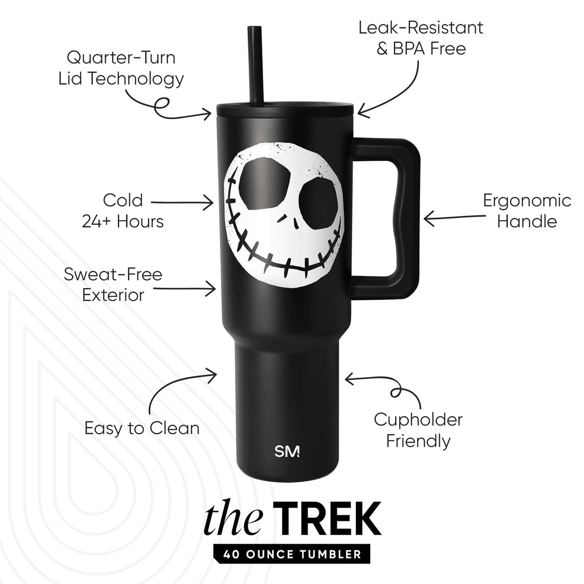 Simple Modern Nightmare Before Christmas Halloween Tumbler Handle, 40oz