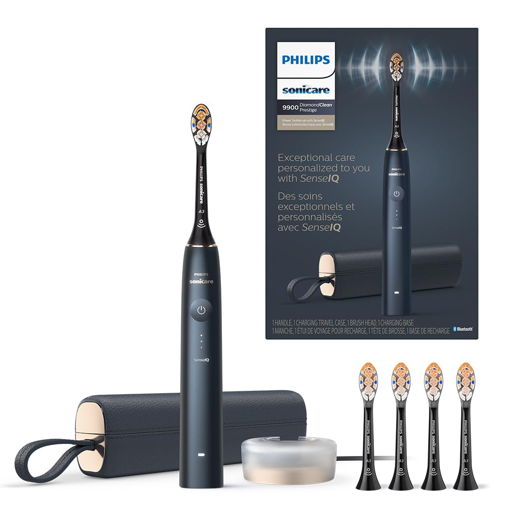 Philips Sonicare DiamondClean 9900 Prestige Electric Toothbrush - with SenseIQ Technology and Advanced AI App, 5 Brushing Modes, 3 Intensity Levels, Charging Travel Case,Midnight Blue, Model BD9002AZ 🍁 All In One Marketplace Canada Philips Sonicare