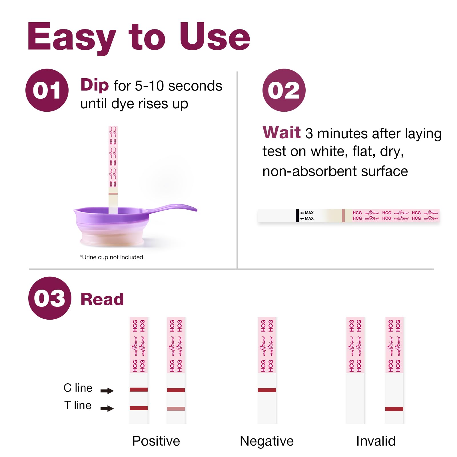 Easy@Home Pregnancy Tests 40 Pack: Easy to Use & Early Detection at Home Pregnancy Strips - Fertility Tests