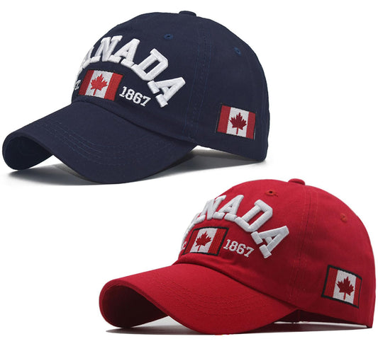 Navy Blue and Red Canada Baseball Cap for Men Women, Canada Day Maple Leaf Flag Embroidered Adjustable Dad Hat Golf Cap Sport Outdoor Fitted Plain Cap