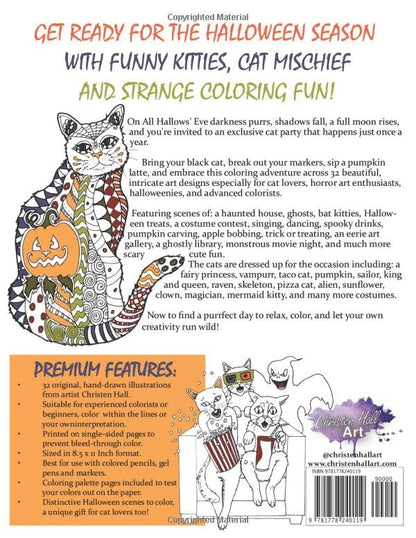 Halloween Cat Party: A Scary Cute Coloring Book: A Purrfect Halloween Gift for Cat-Lovers