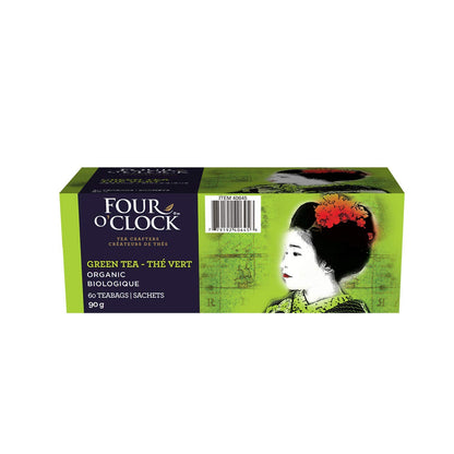 Four O'Clock Organic Green Tea, Non-Gmo, Kosher, Gluten-Free, 60 Teabags