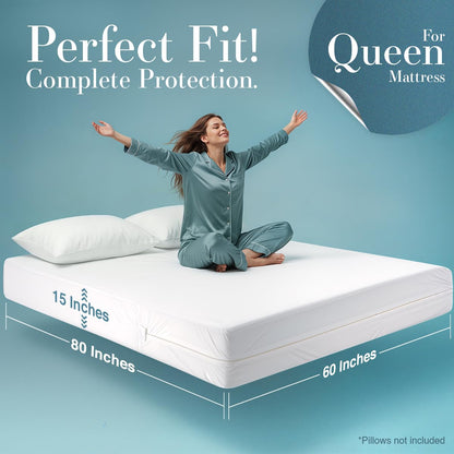 Utopia Bedding Zippered Mattress Encasement Queen (Pack of 2) - 100% Waterproof and Bed Bug Proof Mattress Protector - Absorbent, Six-Sided Mattress Cover