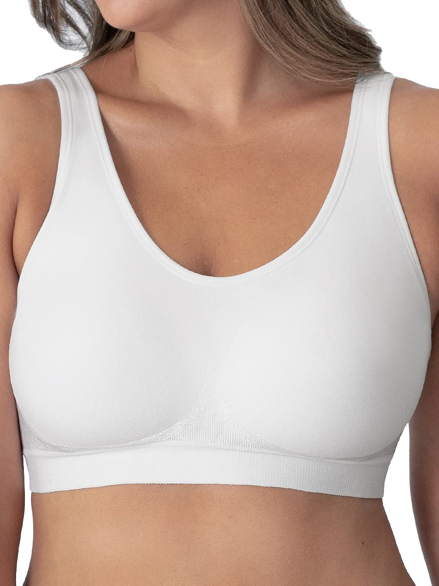 SHAPERMINT Soutien-gorge sans armatures pour femme – Bralette sans coutures à maintien complet, soutien-gorge de sport compressif, soutien-gorge minimiseur grande taille, soutien-gorge rembourré sans armatures pour femme Blanc