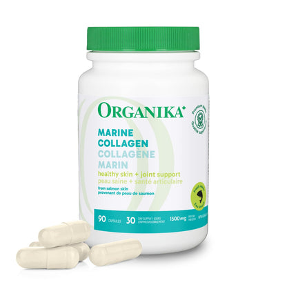 Organika Canadian-Made Marine Collagen Capsules - Salmon Collagen Peptides- Skin, Hair, and Nail Support - Premium Sourcing - 90 caps 🍁 All In One Marketplace Canada
