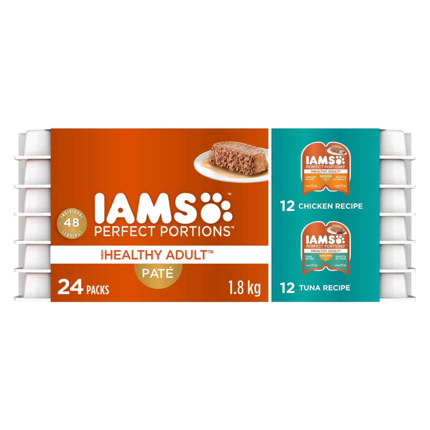 IAMS Perfect Portions Adult Wet Cat Food - Chicken and Tuna Paté Variety Pack, 75g (24 Pack)