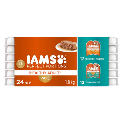 IAMS Perfect Portions Adult Wet Cat Food - Chicken and Tuna Paté Variety Pack, 75g (24 Pack)