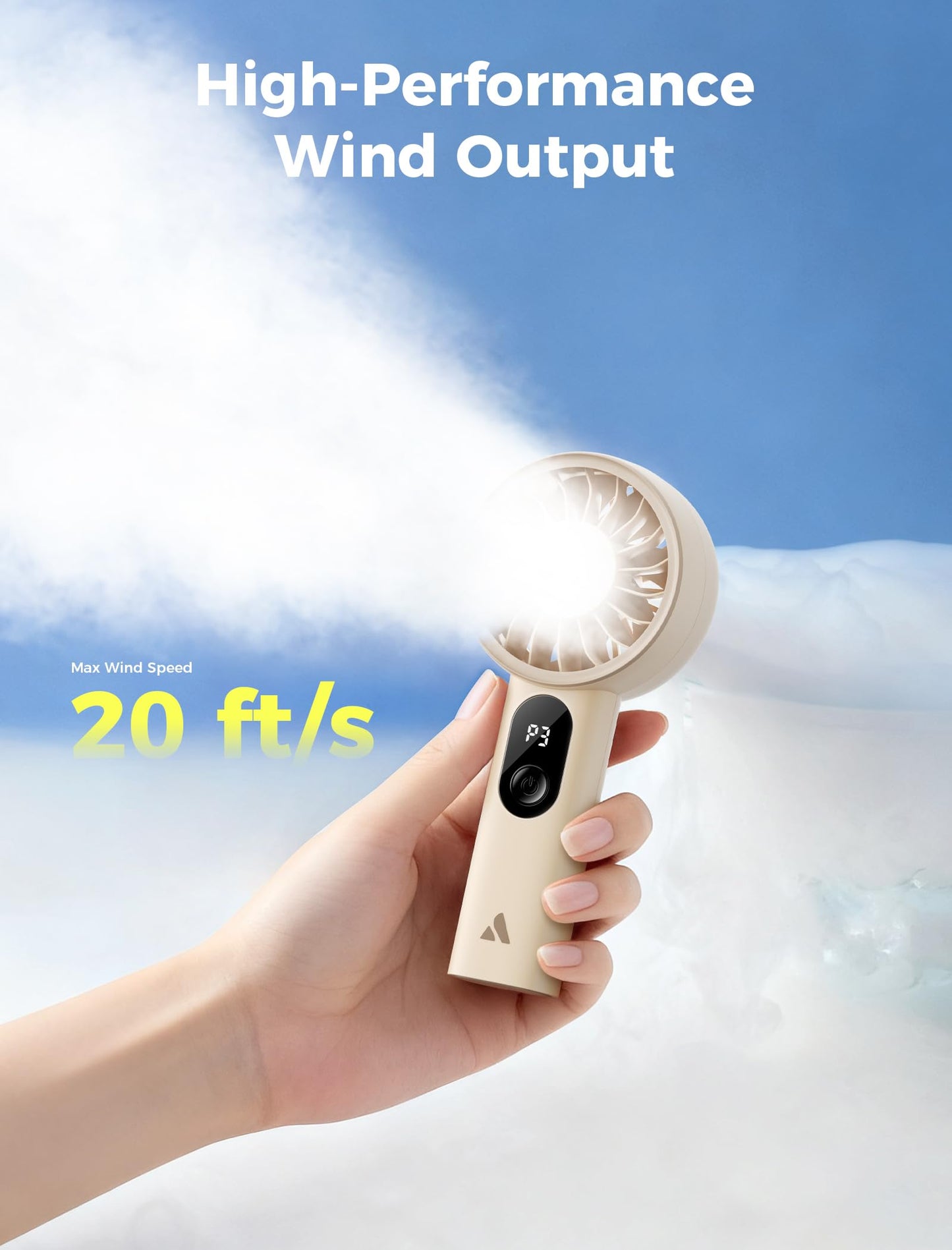 Aecooly Mighty Portable Fan, Powerful Handheld Fan, USB Rechargeable [10H Max Cooling Time], Mini Personal Battery Powered, Pocket for Travel, Summer, Gifts for Women, Girls -Beige - Available at All In One Marketplace Canada
