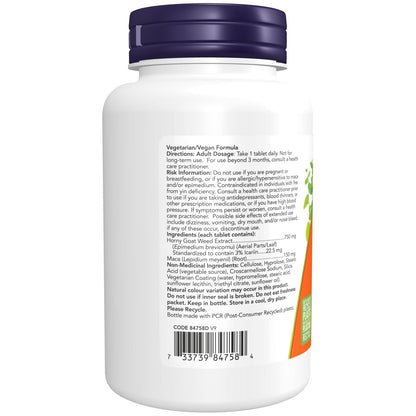 NOW Supplements, Horny Goat Weed Extract 750 mg Plus 150 mg of Maca Root, Tonifying Herb*, 90 Tablets