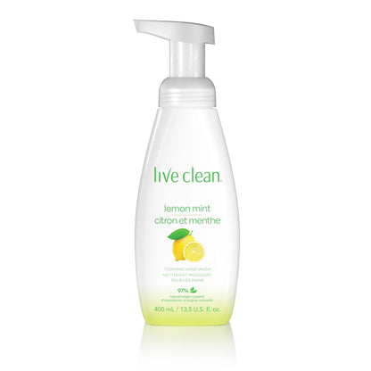 Live Clean Foaming Hand Wash, Lemon Mint, 400 mL, 4 Count