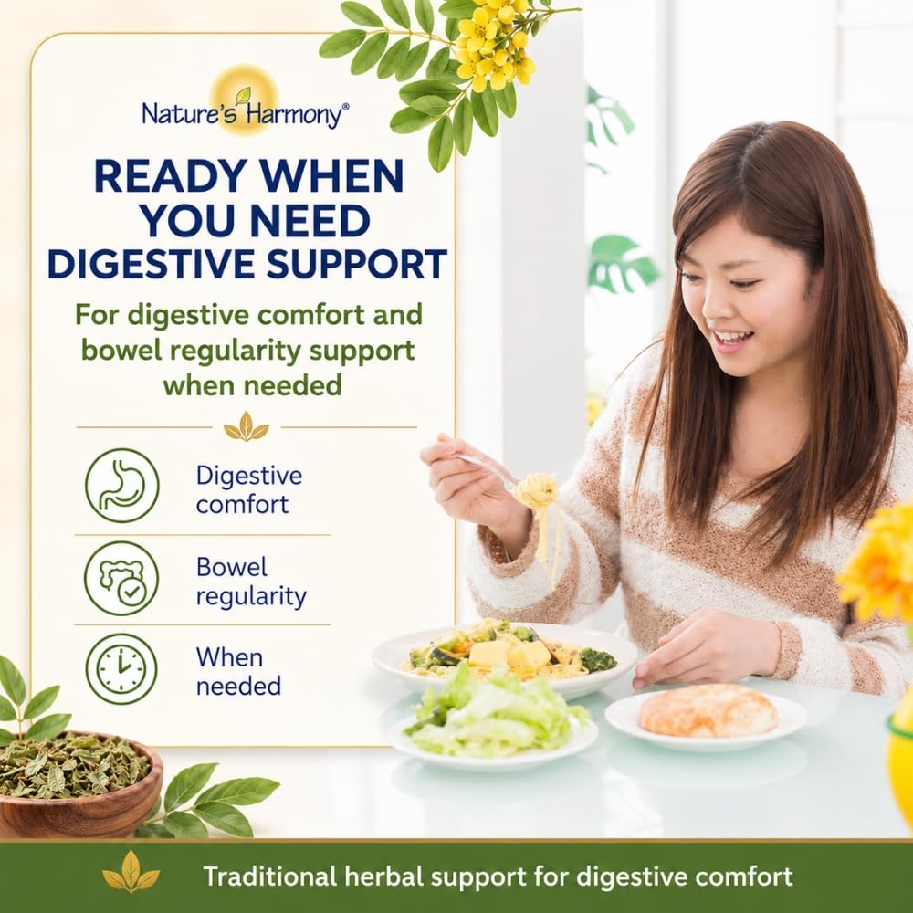 Nature’s Harmony Stomach Ease – Herbal Laxative for Digestive Comfort & Bowel Regularity – Senna, Cascara & Peppermint – 250 Tablets 🍁 All In One Marketplace Canada