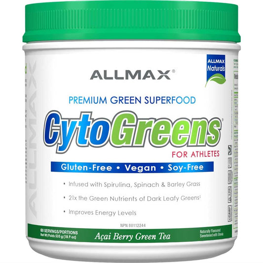 ALLMAX CytoGreens Super Greens en poudre, thé vert à la baie d'açaï, 60 portions