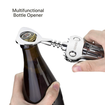 Wine Opener, BENENO Zinc Alloy Premium Wine Bottle Opener Wing Corkscrew with Multifunctional Corks and Caps Bottle Opener, Upgrade - Available at All In One Marketplace Canada