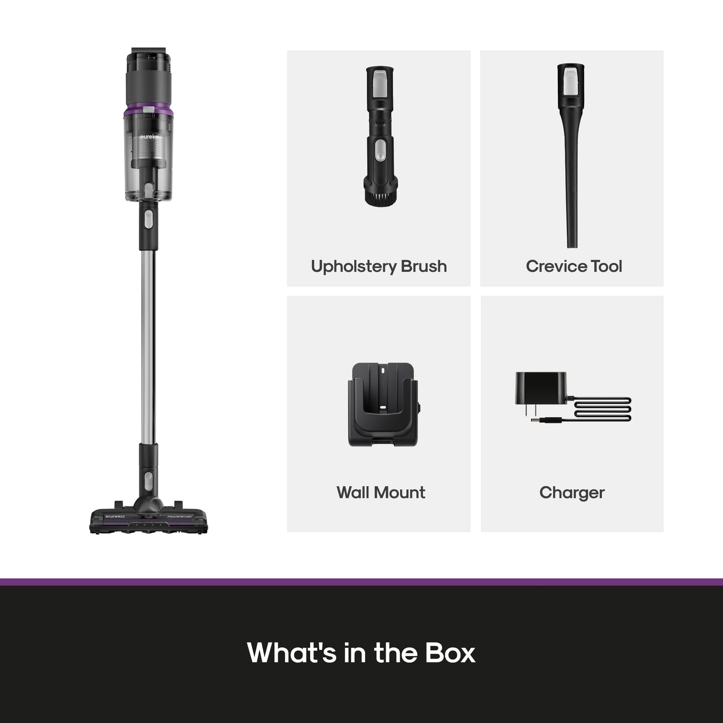 Eureka Cordless Vacuum Cleaner Powerful for Hard Floor and Pet Hair, Lightweight Portable Convenient Cordless Stick and Handheld Vacuum LED Headlight, Black, ReactiClean NEC410BK w/Detachable Battery EUREKA