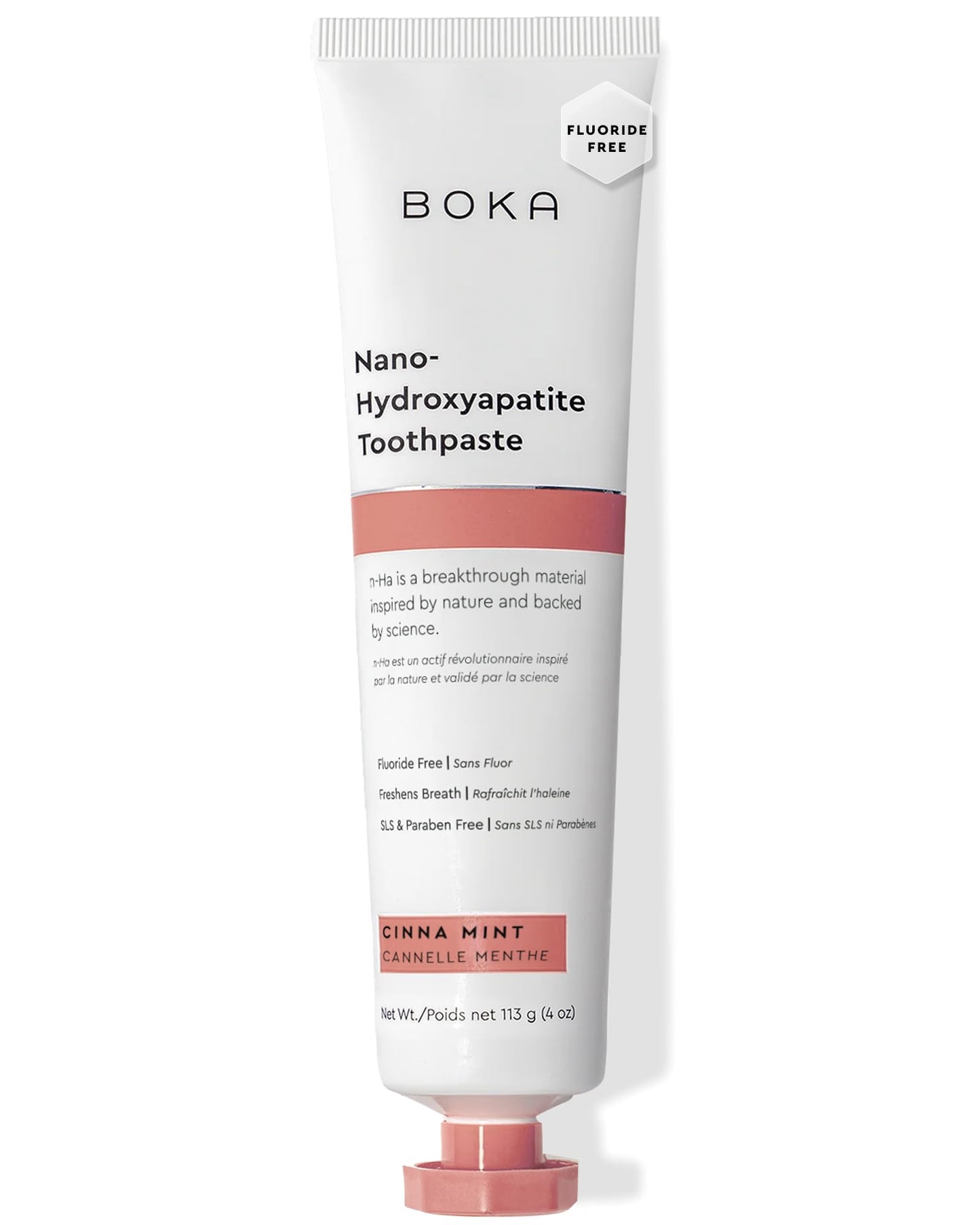 Boka Fluoride Free Toothpaste, Nano Hydroxyapatite Toothpaste, Appropriate for Sensitive Teeth - for Adult Oral Care - Cinnamon Mint Flavor, 4 Fl Oz (113g) 1Pk