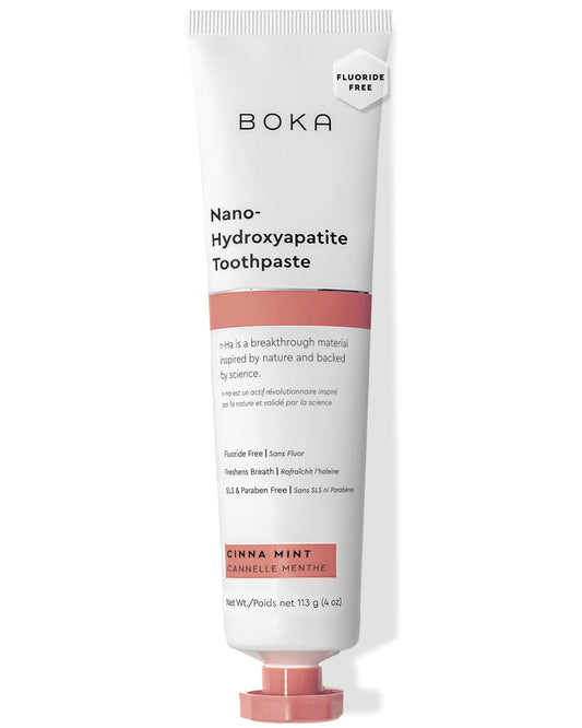 Boka Fluoride Free Toothpaste, Nano Hydroxyapatite Toothpaste, Appropriate for Sensitive Teeth - for Adult Oral Care - Cinnamon Mint Flavor, 4 Fl Oz (113g) 1Pk