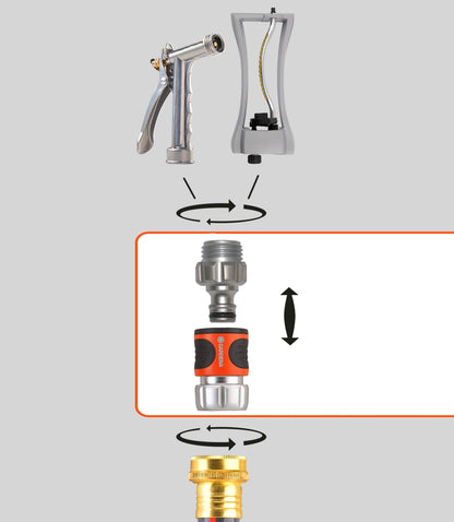 Gardena 9042-M 4-Piece Premium Metal Quick Connector Starter Set, for Any 5/8 Inch or 1/2 Inch Garden Hose, Sprinkler or Spray Nozzle, Made in Germany